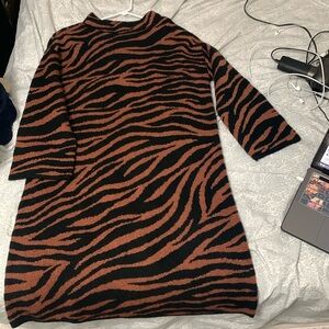Ann Taylor Black and Brown Zebra Print Dress